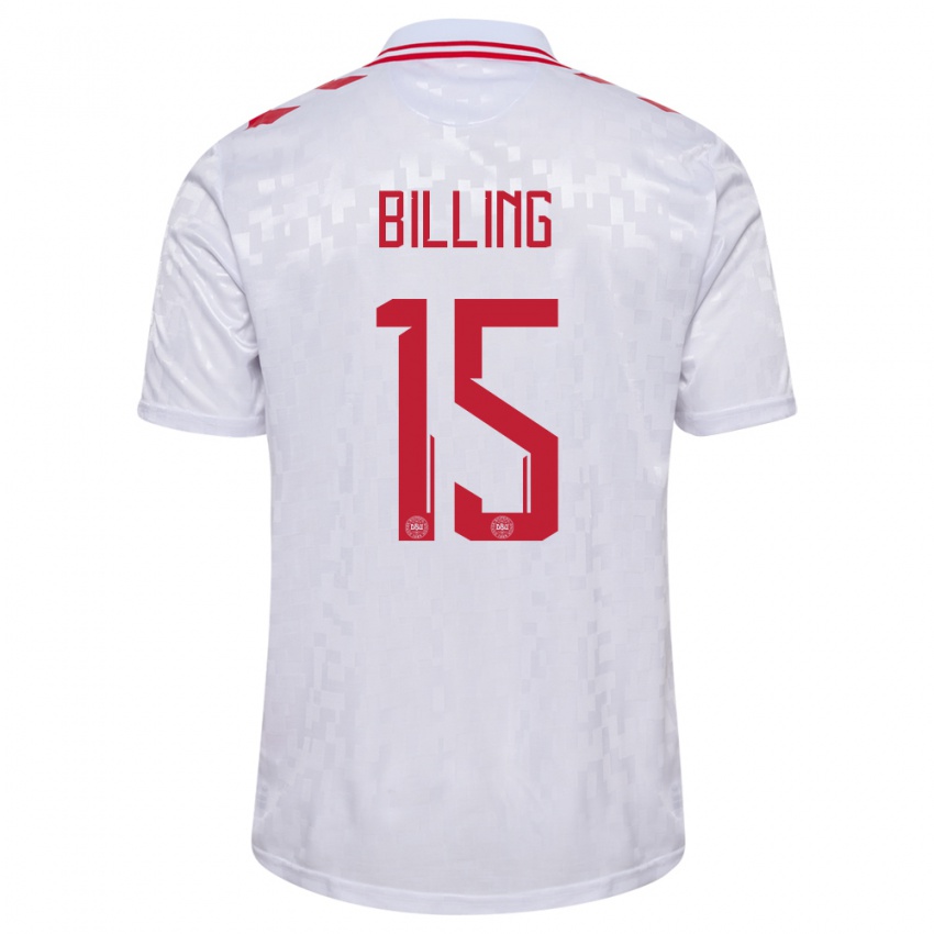 Børn Danmark Philip Billing #15 Hvid Udebane Spillertrøjer 24-26 Trøje T-Shirt