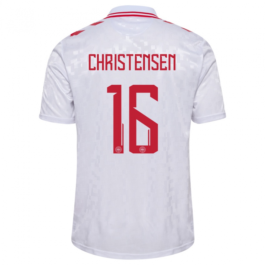 Børn Danmark Oliver Christensen #16 Hvid Udebane Spillertrøjer 24-26 Trøje T-Shirt