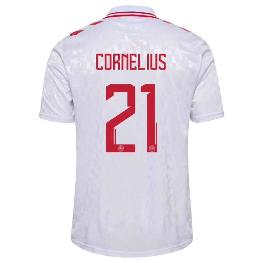 Børn Danmark Andreas Cornelius #21 Hvid Udebane Spillertrøjer 24-26 Trøje T-Shirt