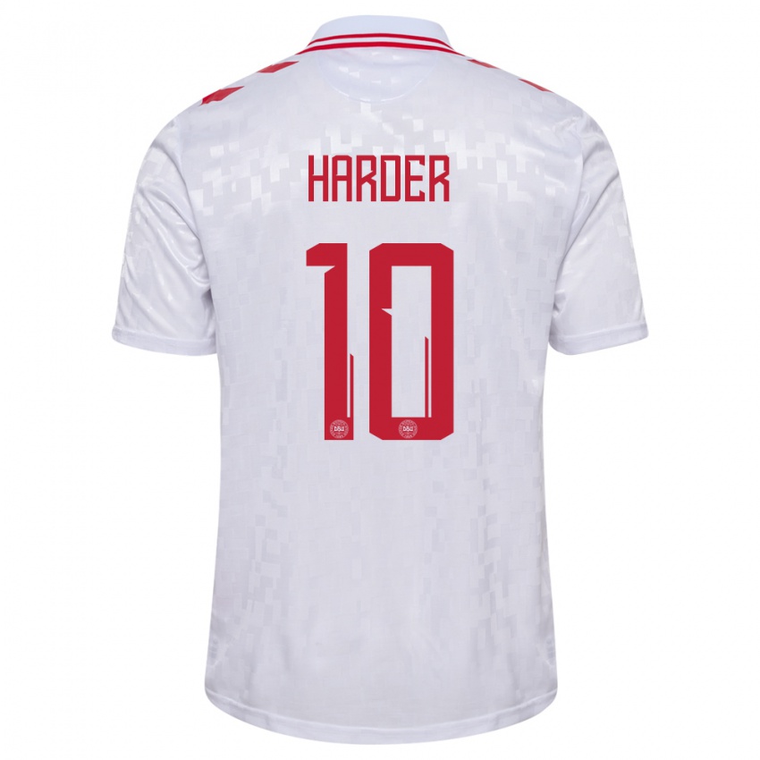 Børn Danmark Pernille Harder #10 Hvid Udebane Spillertrøjer 24-26 Trøje T-Shirt