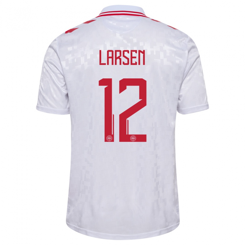 Børn Danmark Stine Larsen #12 Hvid Udebane Spillertrøjer 24-26 Trøje T-Shirt