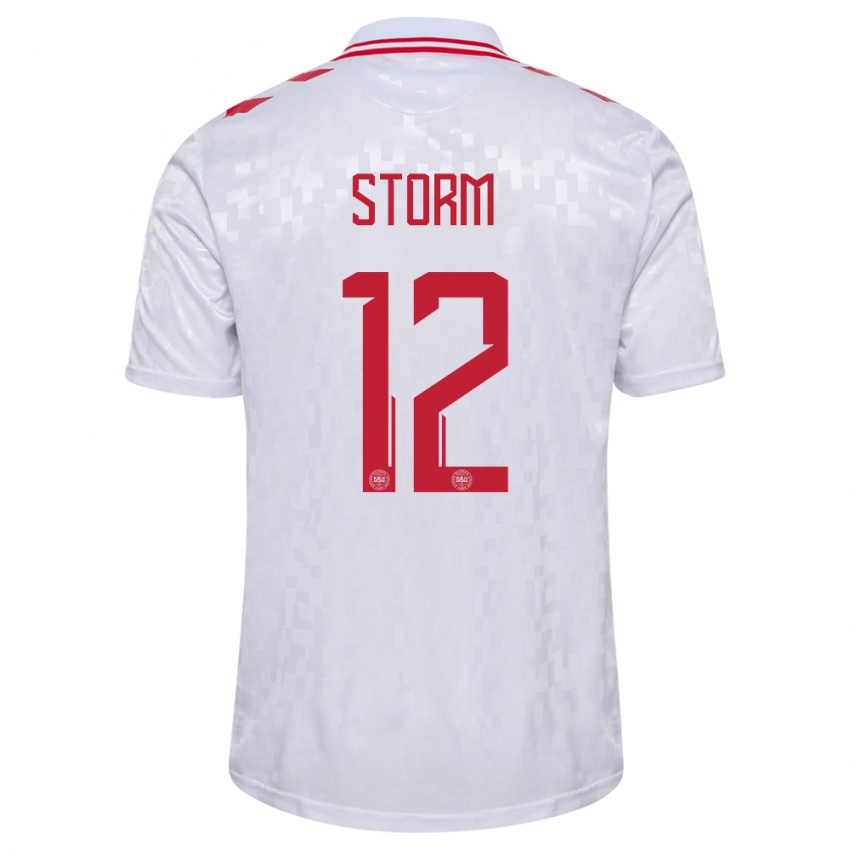 Børn Danmark Tobias Storm #12 Hvid Udebane Spillertrøjer 24-26 Trøje T-Shirt