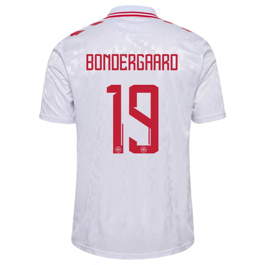 Børn Danmark Asbjorn Bondergaard #19 Hvid Udebane Spillertrøjer 24-26 Trøje T-Shirt