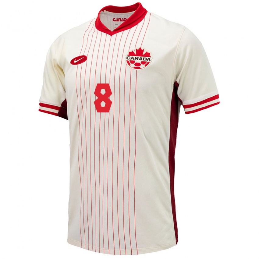 Børn Canada Ismael Kone #8 Hvid Udebane Spillertrøjer 24-26 Trøje T-Shirt