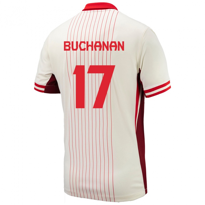 Børn Canada Tajon Buchanan #17 Hvid Udebane Spillertrøjer 24-26 Trøje T-Shirt