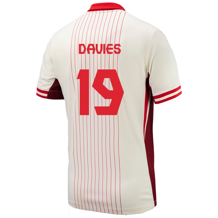 Børn Canada Alphonso Davies #19 Hvid Udebane Spillertrøjer 24-26 Trøje T-Shirt