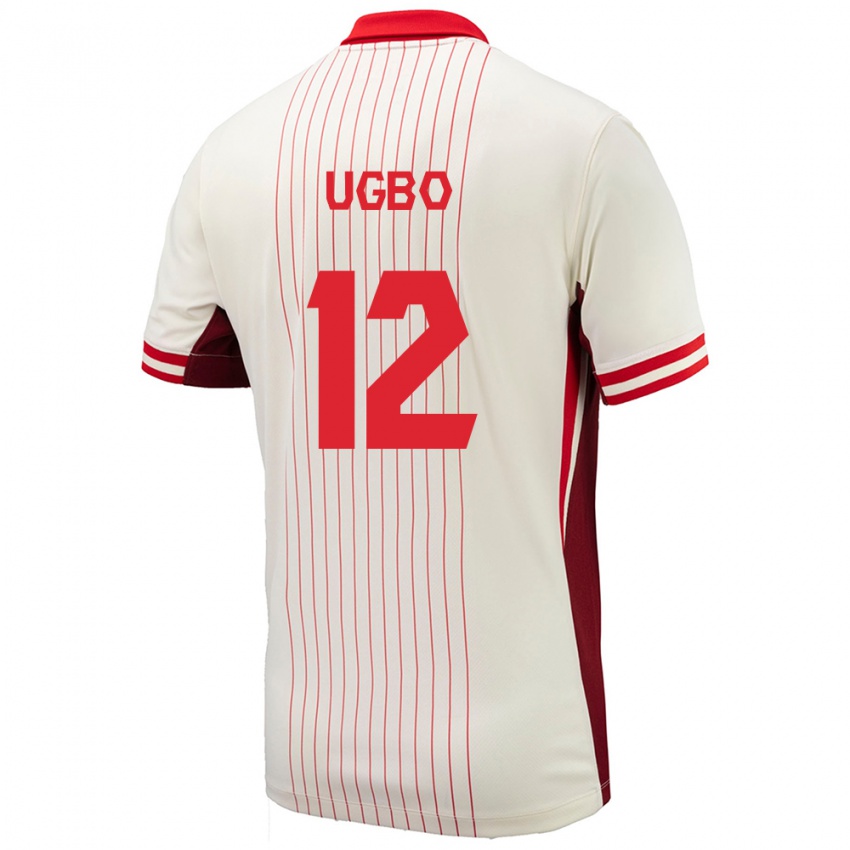 Børn Canada Ike Ugbo #12 Hvid Udebane Spillertrøjer 24-26 Trøje T-Shirt