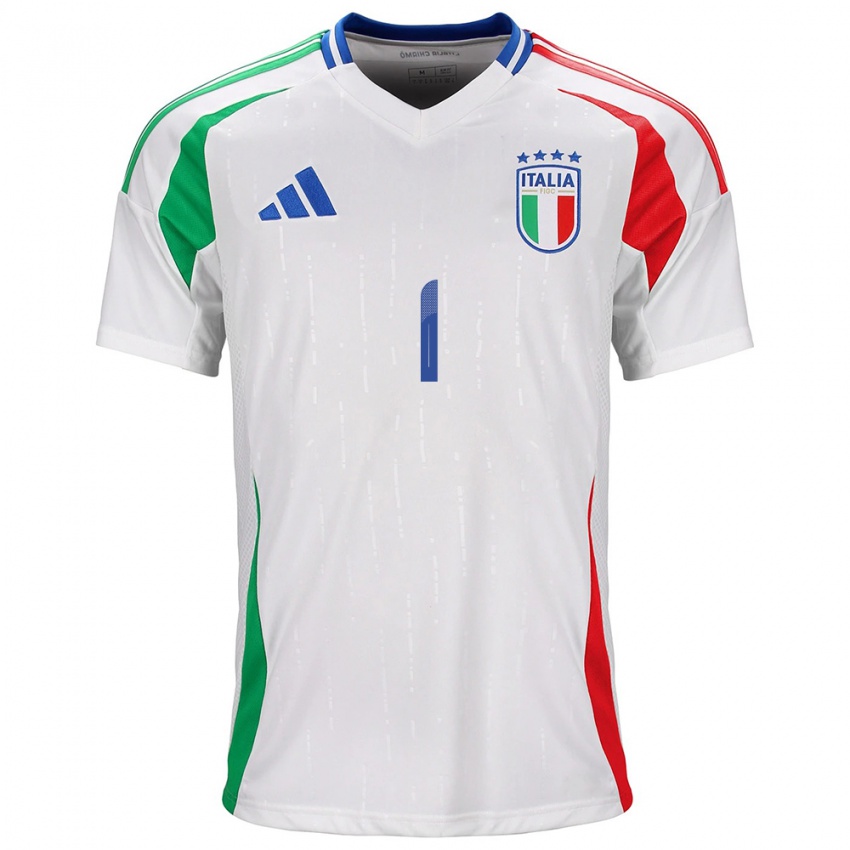 Børn Italien Gianluigi Donnarumma #1 Hvid Udebane Spillertrøjer 24-26 Trøje T-Shirt