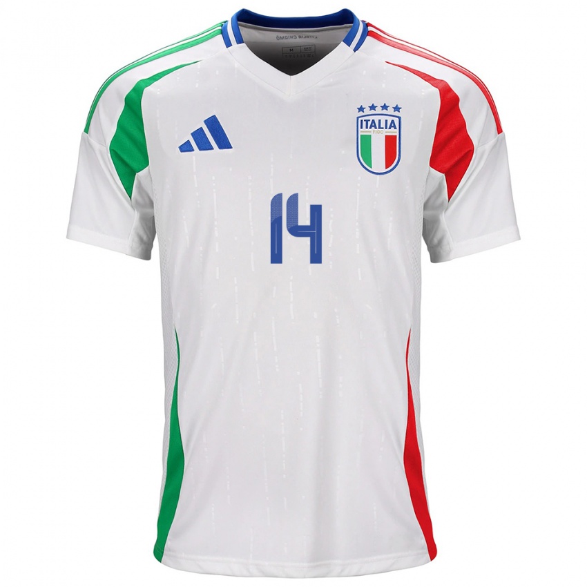 Børn Italien Federico Chiesa #14 Hvid Udebane Spillertrøjer 24-26 Trøje T-Shirt