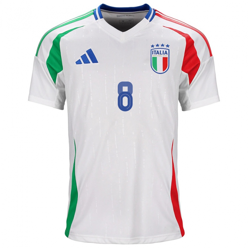 Børn Italien Jorginho #8 Hvid Udebane Spillertrøjer 24-26 Trøje T-Shirt