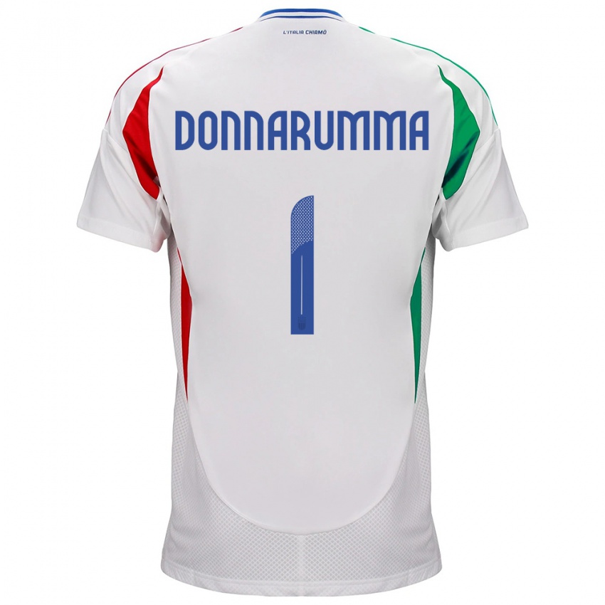 Børn Italien Gianluigi Donnarumma #1 Hvid Udebane Spillertrøjer 24-26 Trøje T-Shirt