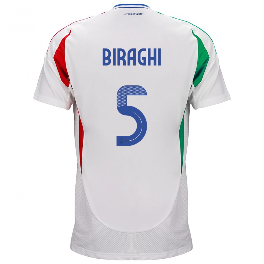 Børn Italien Cristiano Biraghi #5 Hvid Udebane Spillertrøjer 24-26 Trøje T-Shirt