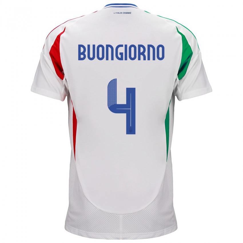 Børn Italien Alessandro Buongiorno #4 Hvid Udebane Spillertrøjer 24-26 Trøje T-Shirt