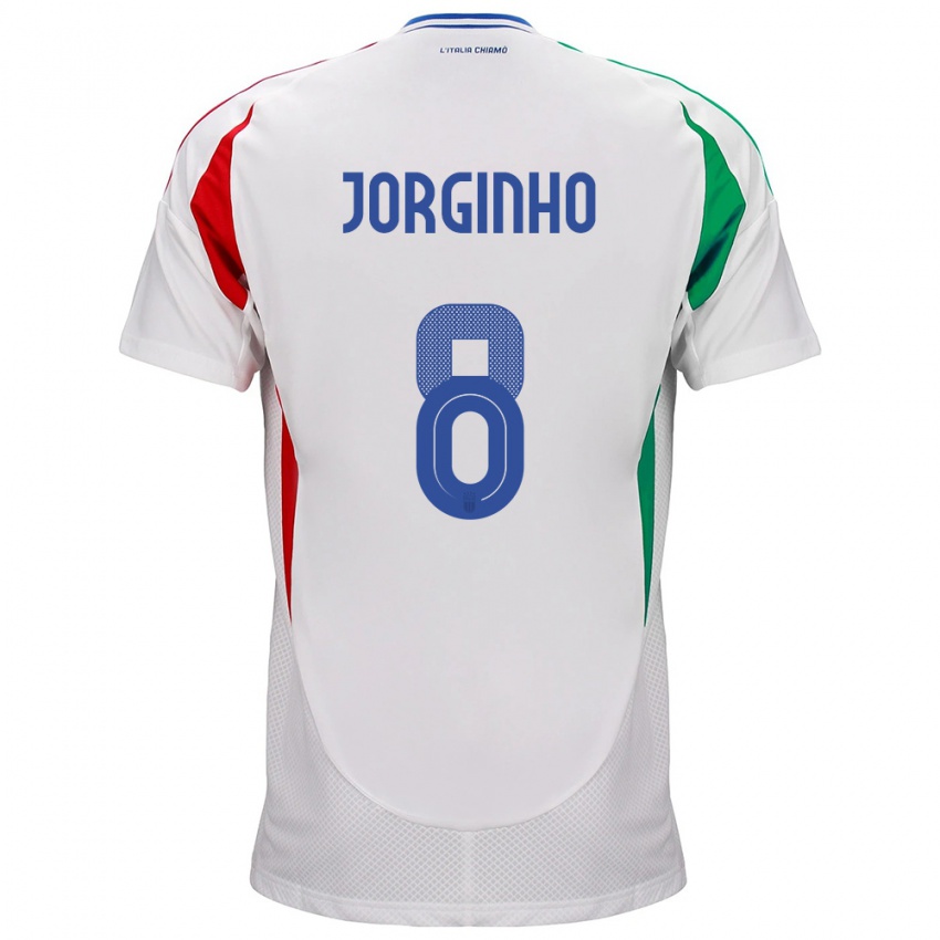 Børn Italien Jorginho #8 Hvid Udebane Spillertrøjer 24-26 Trøje T-Shirt