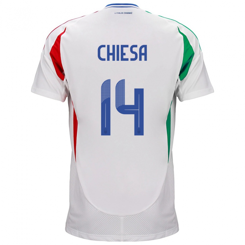 Børn Italien Federico Chiesa #14 Hvid Udebane Spillertrøjer 24-26 Trøje T-Shirt