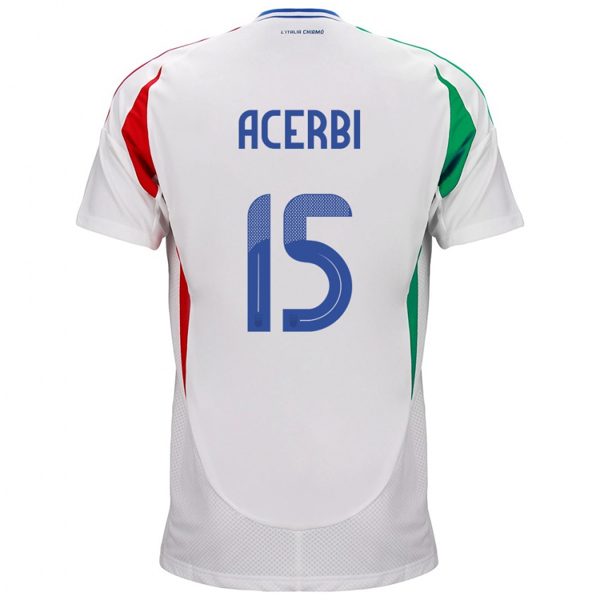 Børn Italien Francesco Acerbi #15 Hvid Udebane Spillertrøjer 24-26 Trøje T-Shirt