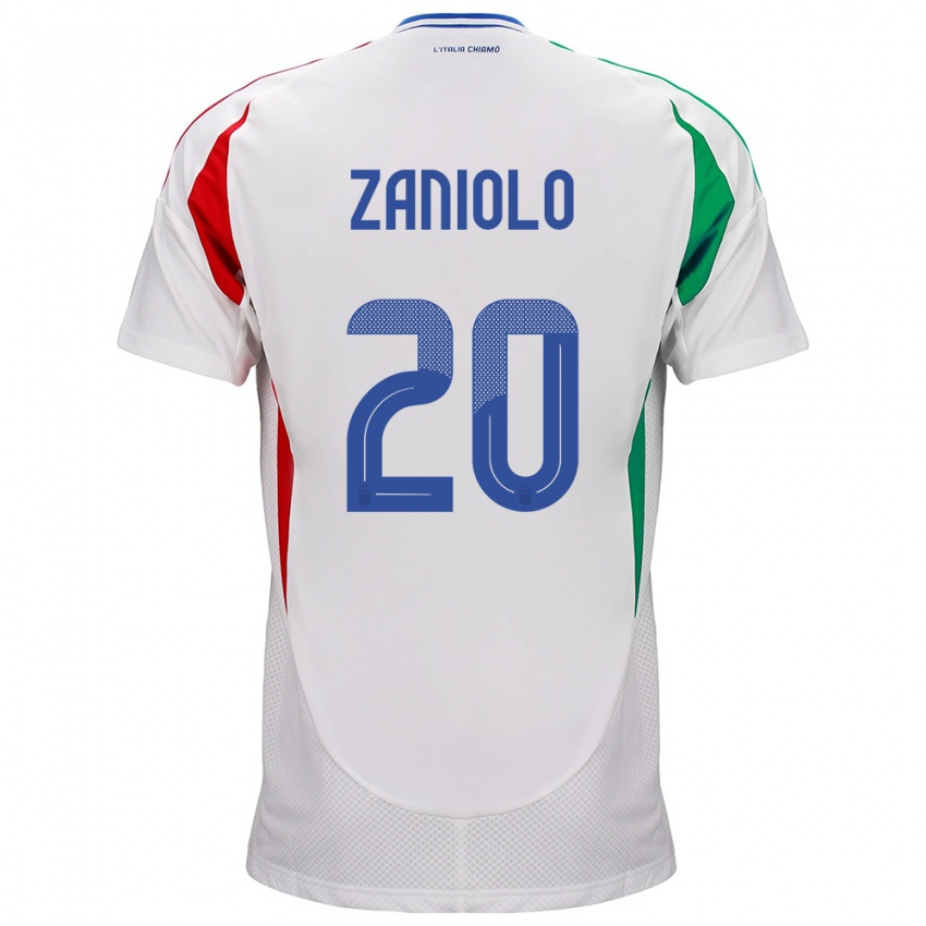 Børn Italien Nicolò Zaniolo #20 Hvid Udebane Spillertrøjer 24-26 Trøje T-Shirt