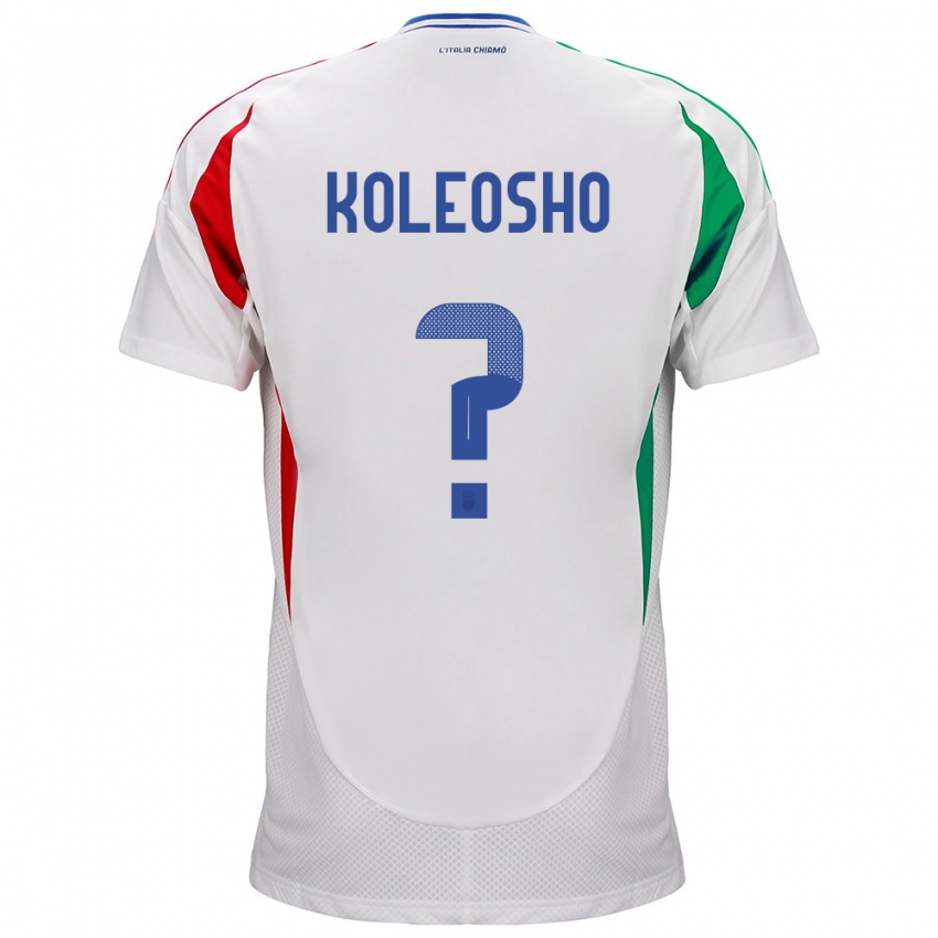 Børn Italien Luca Koleosho #0 Hvid Udebane Spillertrøjer 24-26 Trøje T-Shirt