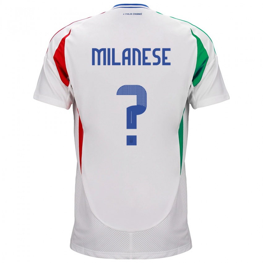 Børn Italien Tommaso Milanese #0 Hvid Udebane Spillertrøjer 24-26 Trøje T-Shirt