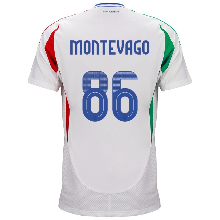 Børn Italien Daniele Montevago #86 Hvid Udebane Spillertrøjer 24-26 Trøje T-Shirt