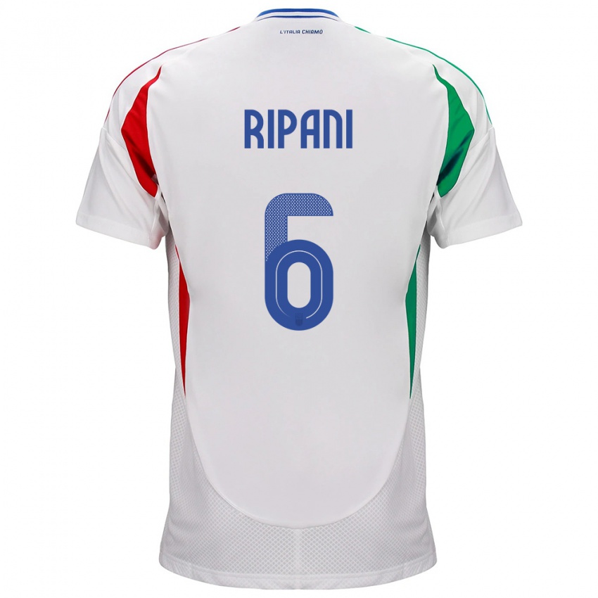 Børn Italien Diego Ripani #6 Hvid Udebane Spillertrøjer 24-26 Trøje T-Shirt