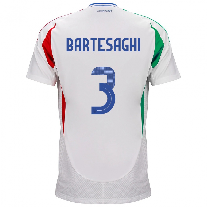 Børn Italien Davide Bartesaghi #3 Hvid Udebane Spillertrøjer 24-26 Trøje T-Shirt