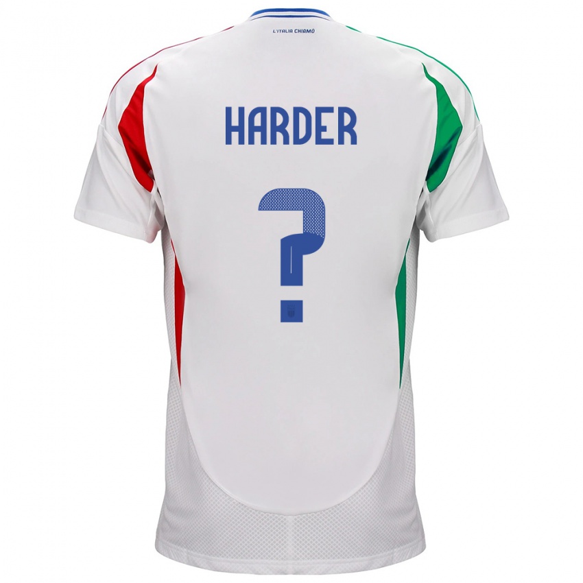 Børn Italien Jonas Harder #0 Hvid Udebane Spillertrøjer 24-26 Trøje T-Shirt