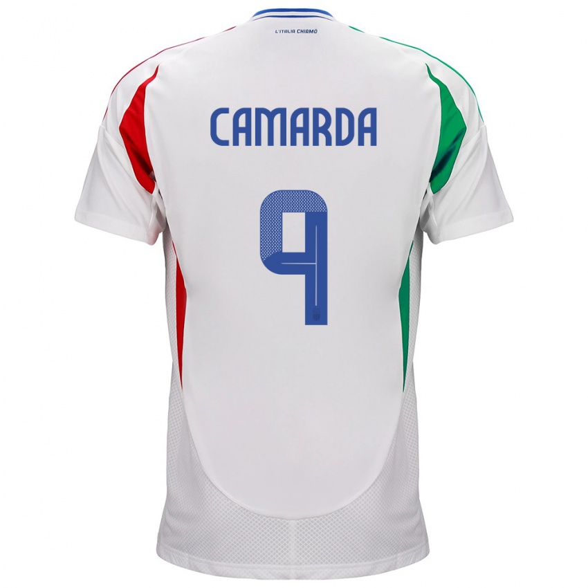 Børn Italien Francesco Camarda #9 Hvid Udebane Spillertrøjer 24-26 Trøje T-Shirt