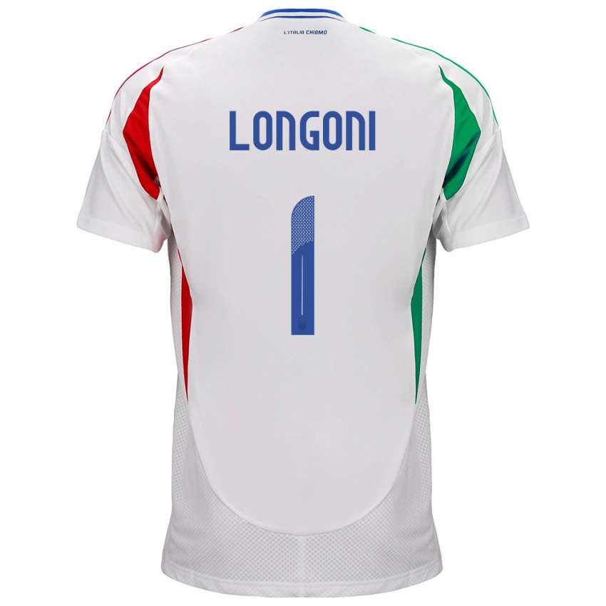 Børn Italien Alessandro Longoni #1 Hvid Udebane Spillertrøjer 24-26 Trøje T-Shirt