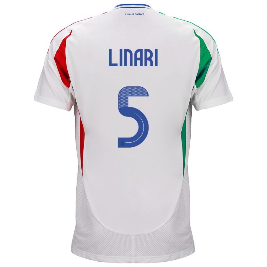 Børn Italien Elena Linari #5 Hvid Udebane Spillertrøjer 24-26 Trøje T-Shirt