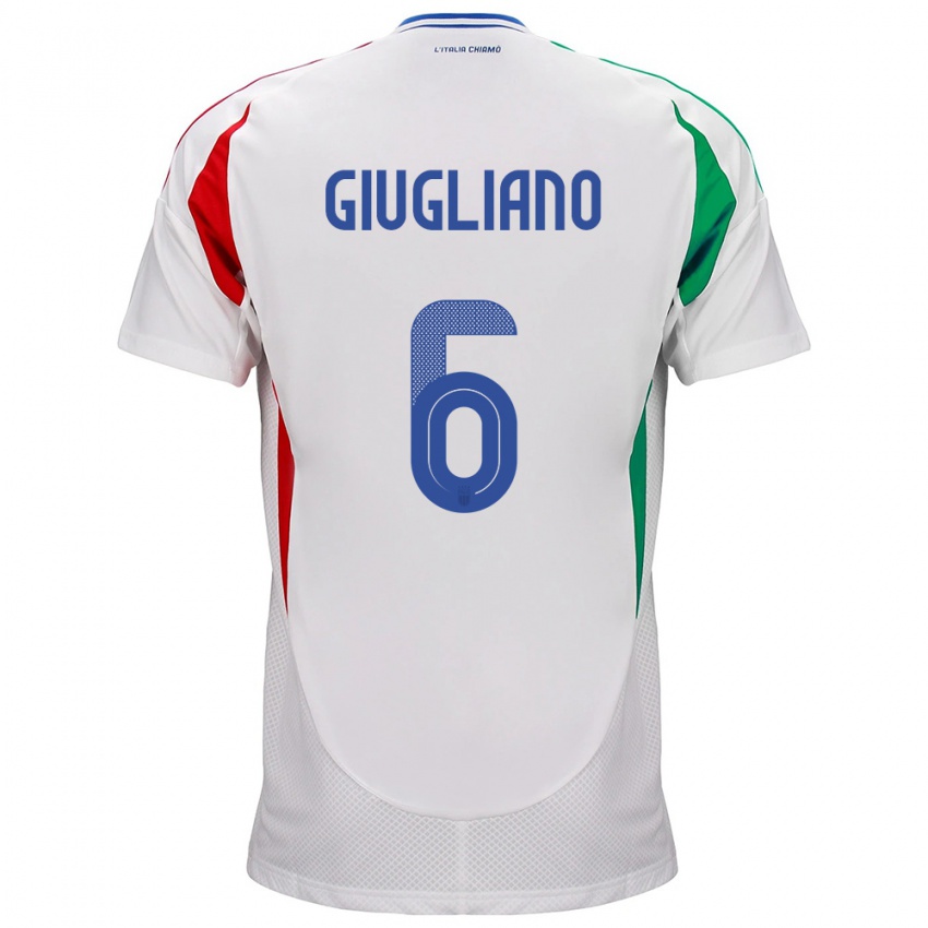 Børn Italien Manuela Giugliano #6 Hvid Udebane Spillertrøjer 24-26 Trøje T-Shirt