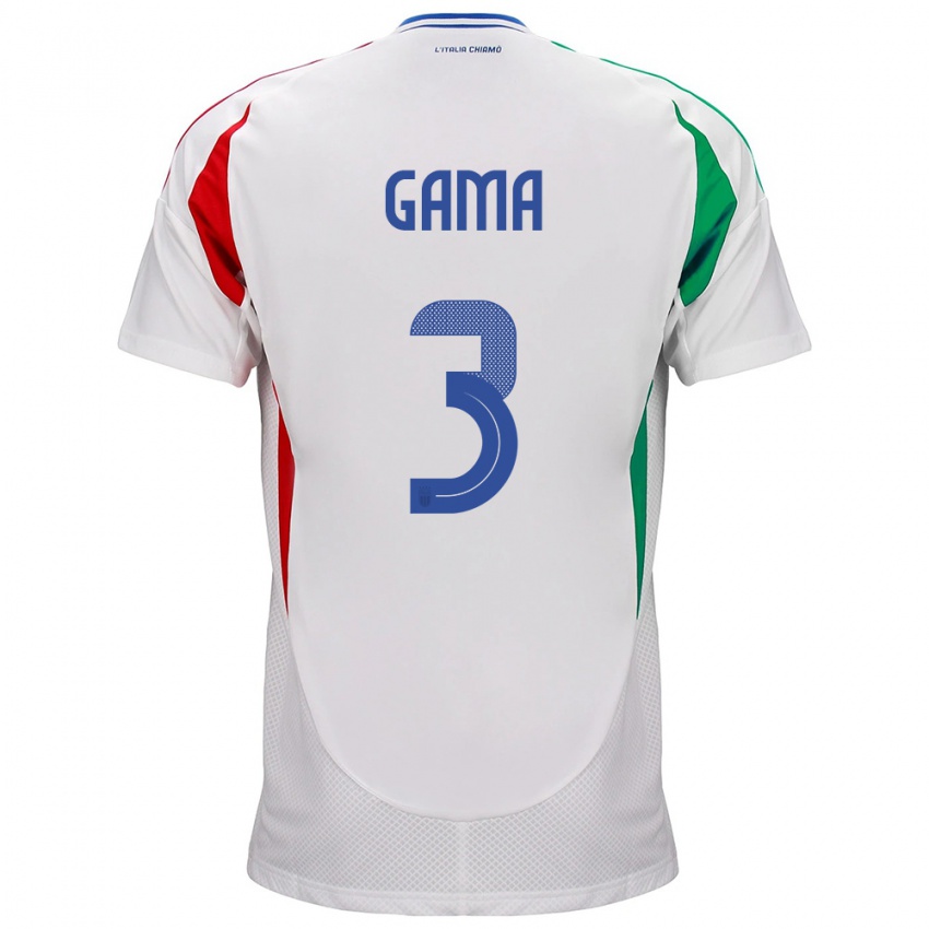 Børn Italien Sara Gama #3 Hvid Udebane Spillertrøjer 24-26 Trøje T-Shirt