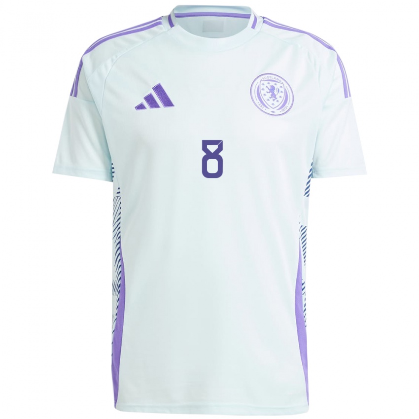 Børn Skotland Callum Mcgregor #8 Lys Mynteblå Udebane Spillertrøjer 24-26 Trøje T-Shirt