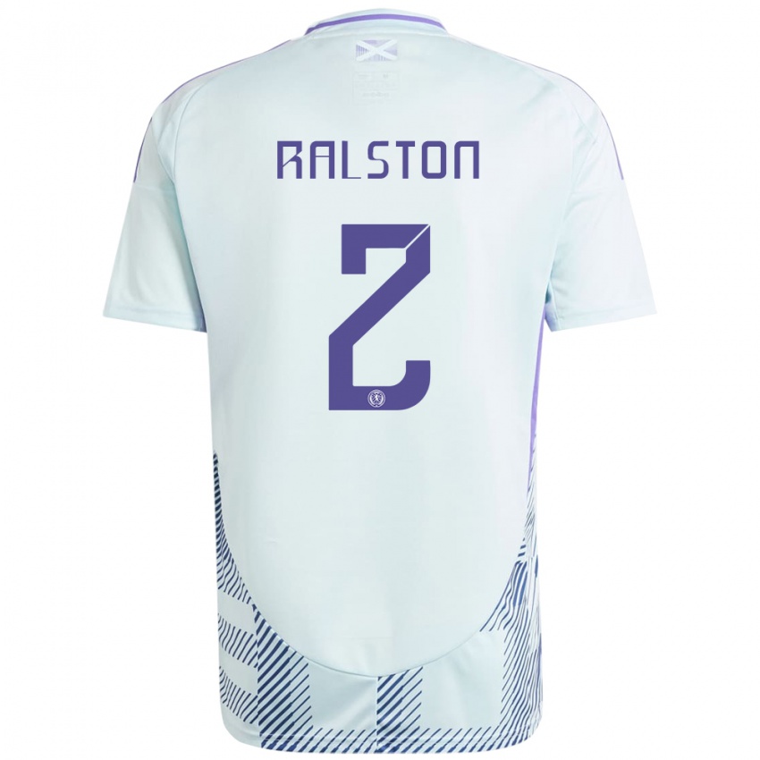 Børn Skotland Anthony Ralston #2 Lys Mynteblå Udebane Spillertrøjer 24-26 Trøje T-Shirt