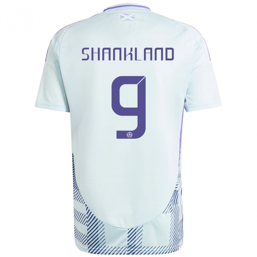 Børn Skotland Lawrence Shankland #9 Lys Mynteblå Udebane Spillertrøjer 24-26 Trøje T-Shirt