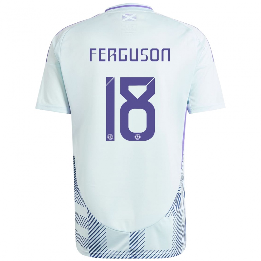 Børn Skotland Lewis Ferguson #18 Lys Mynteblå Udebane Spillertrøjer 24-26 Trøje T-Shirt