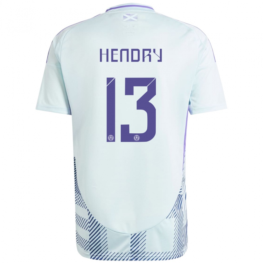 Børn Skotland Jack Hendry #13 Lys Mynteblå Udebane Spillertrøjer 24-26 Trøje T-Shirt