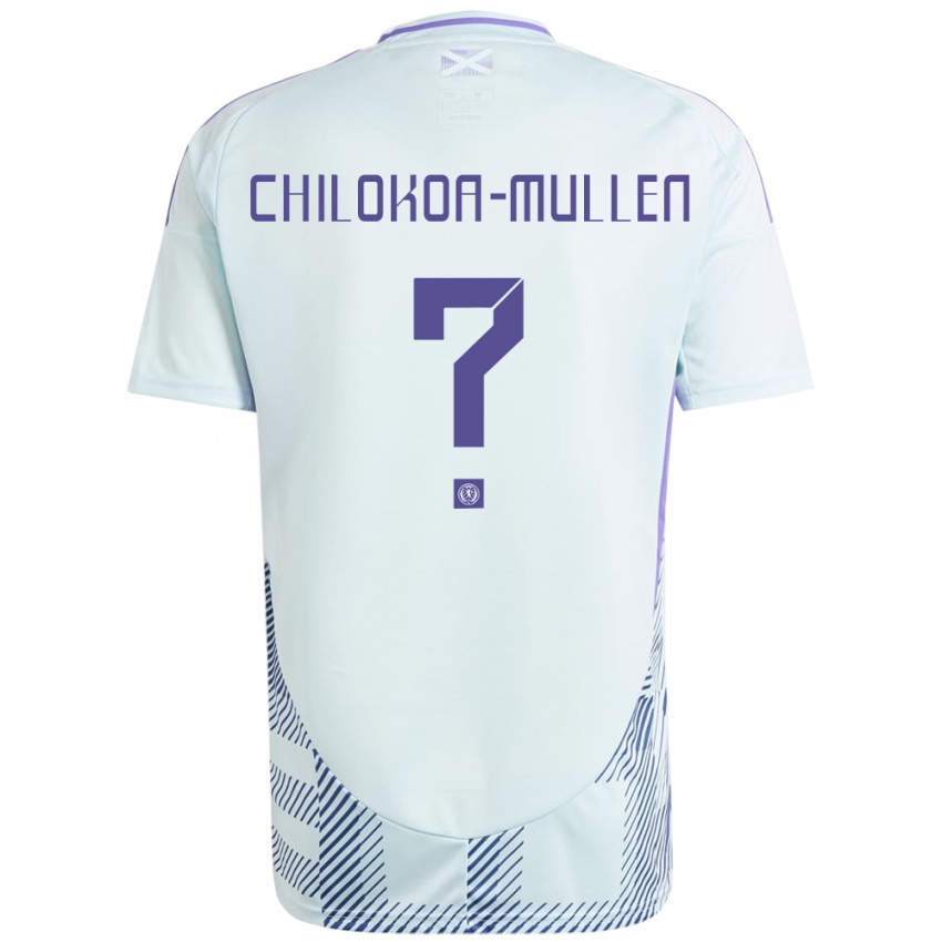 Børn Skotland Jeremiah Chilokoa-Mullen #0 Lys Mynteblå Udebane Spillertrøjer 24-26 Trøje T-Shirt