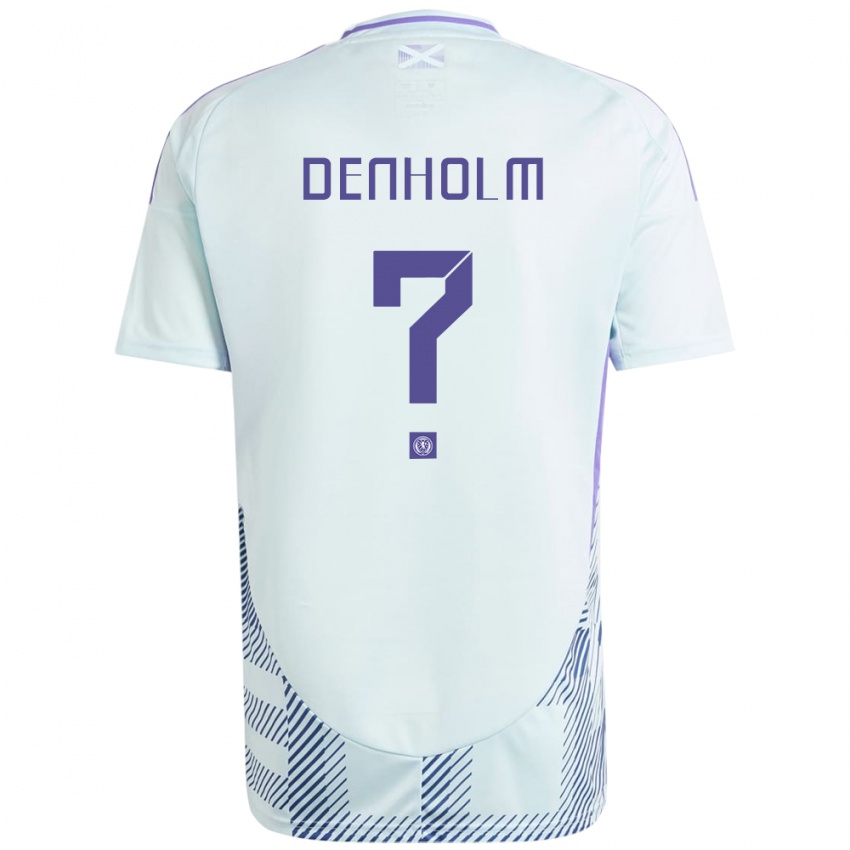 Børn Skotland Aidan Denholm #0 Lys Mynteblå Udebane Spillertrøjer 24-26 Trøje T-Shirt