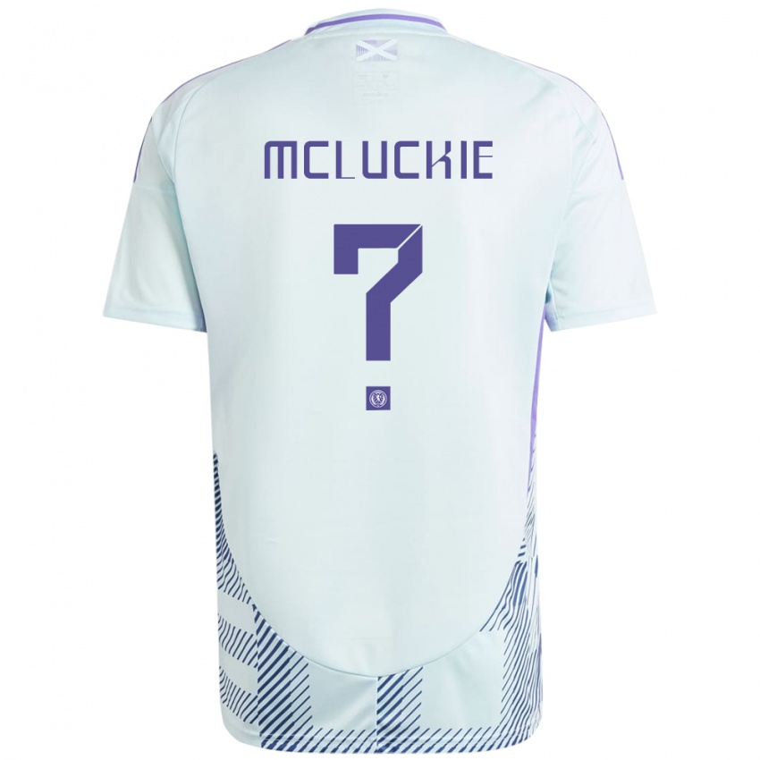 Børn Skotland Bobby Mcluckie #0 Lys Mynteblå Udebane Spillertrøjer 24-26 Trøje T-Shirt