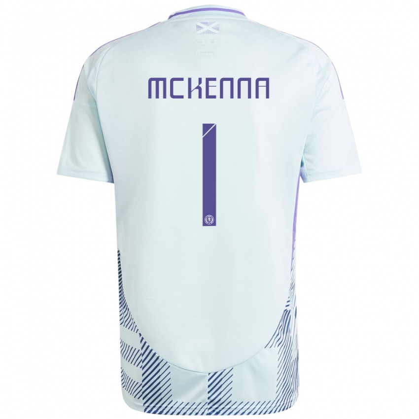 Børn Skotland Callan Mckenna #1 Lys Mynteblå Udebane Spillertrøjer 24-26 Trøje T-Shirt