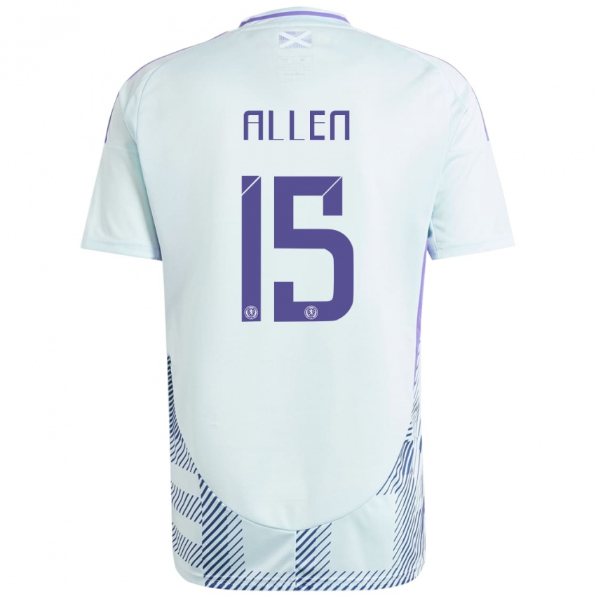 Børn Skotland Greig Allen #15 Lys Mynteblå Udebane Spillertrøjer 24-26 Trøje T-Shirt