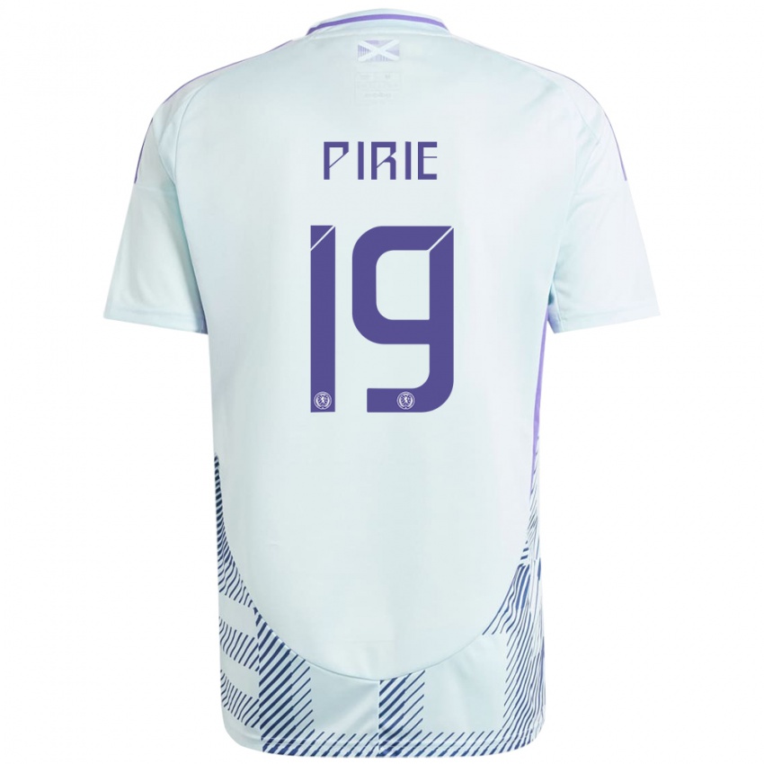 Børn Skotland Lewis Pirie #19 Lys Mynteblå Udebane Spillertrøjer 24-26 Trøje T-Shirt