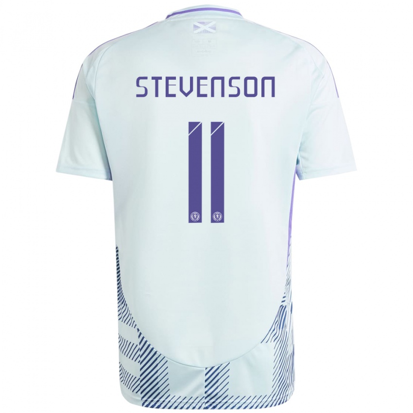 Børn Skotland Gus Stevenson #11 Lys Mynteblå Udebane Spillertrøjer 24-26 Trøje T-Shirt