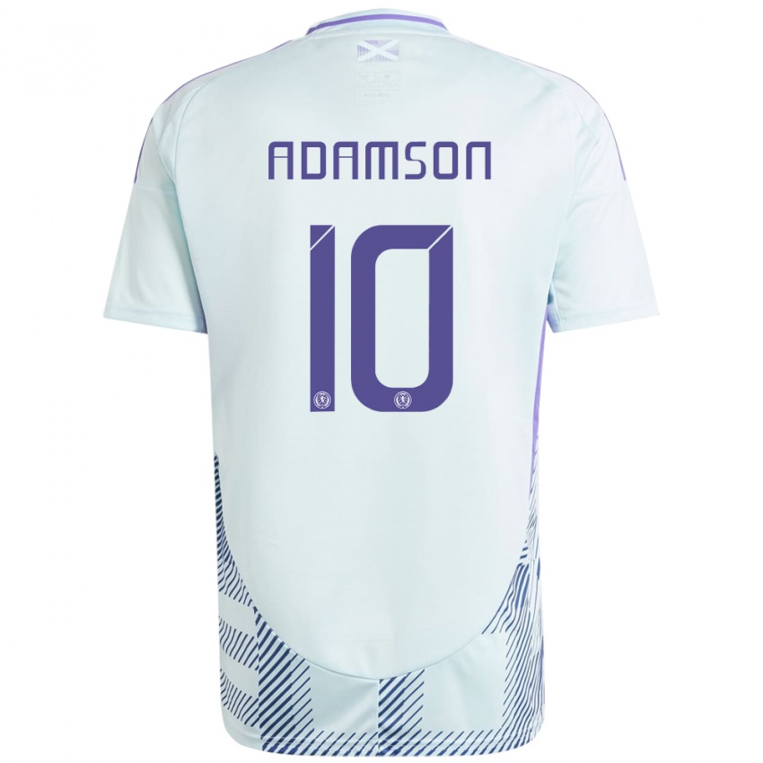 Børn Skotland Calum Adamson #10 Lys Mynteblå Udebane Spillertrøjer 24-26 Trøje T-Shirt