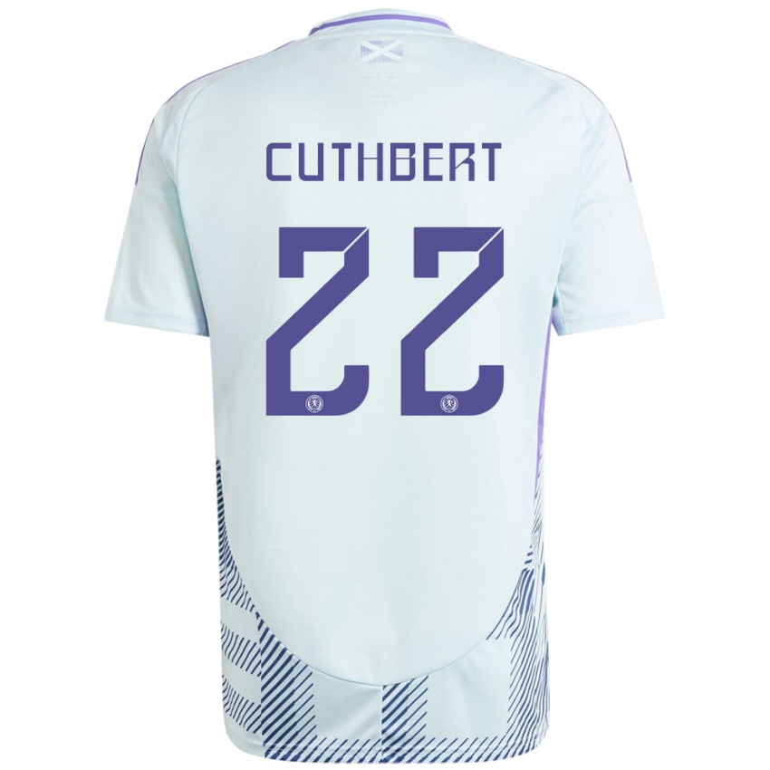 Børn Skotland Erin Cuthbert #22 Lys Mynteblå Udebane Spillertrøjer 24-26 Trøje T-Shirt