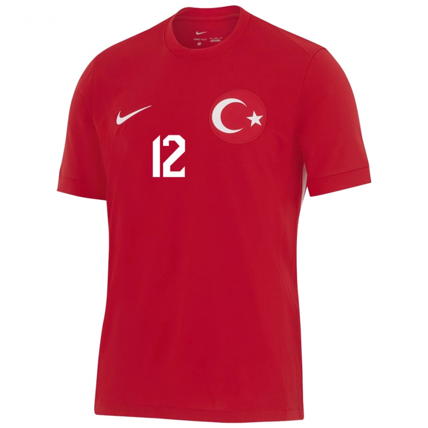 Børn Tyrkiet Fatma Şahin #12 Rød Udebane Spillertrøjer 24-26 Trøje T-Shirt
