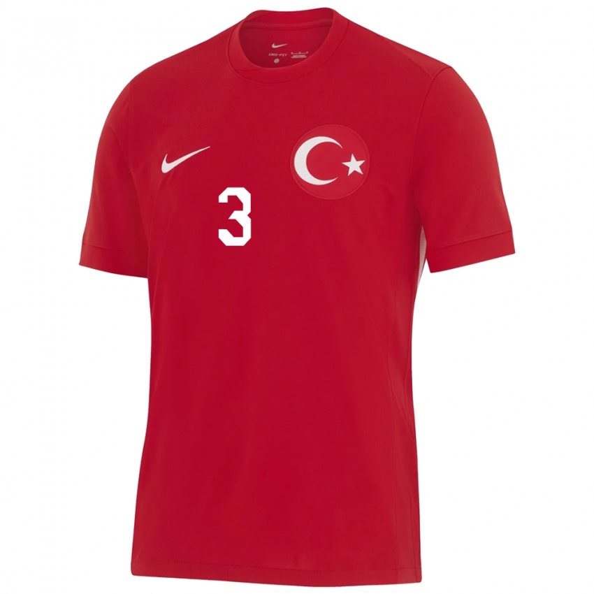 Børn Tyrkiet Merih Demiral #3 Rød Udebane Spillertrøjer 24-26 Trøje T-Shirt