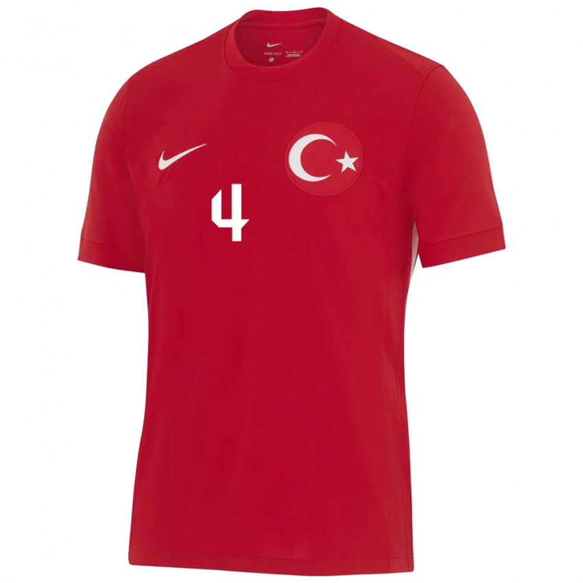 Børn Tyrkiet Eda Karataş #4 Rød Udebane Spillertrøjer 24-26 Trøje T-Shirt