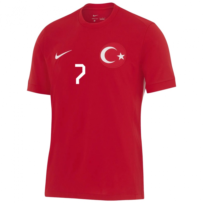 Børn Tyrkiet Kerem Aktürkoğlu #7 Rød Udebane Spillertrøjer 24-26 Trøje T-Shirt